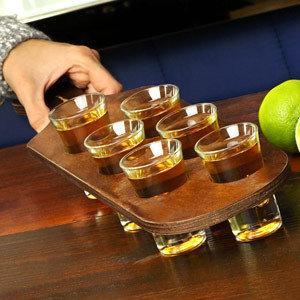 Houten Shot Tray voor 6 shots